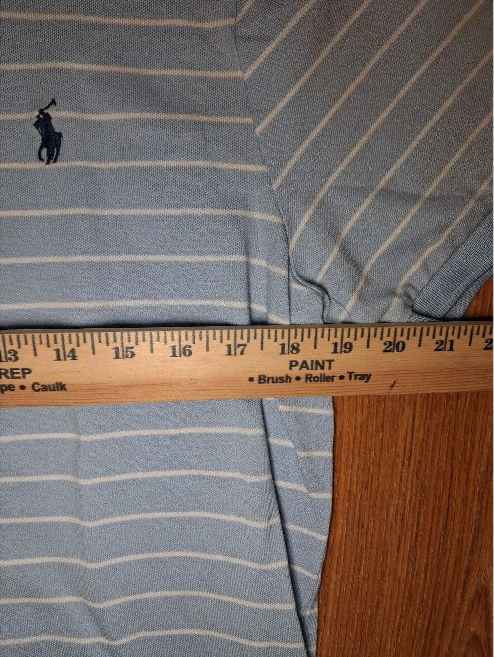 Ralph Lauren Polo Shirt Mens Large Light Blue Cotton Striped